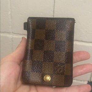 791. LOUIS VUITTON Damier Ebene Porte Cartes ID Bandouliere Cases see Video